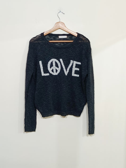 Pull L.C Fashion noir avec inscription LOVE Taille L
