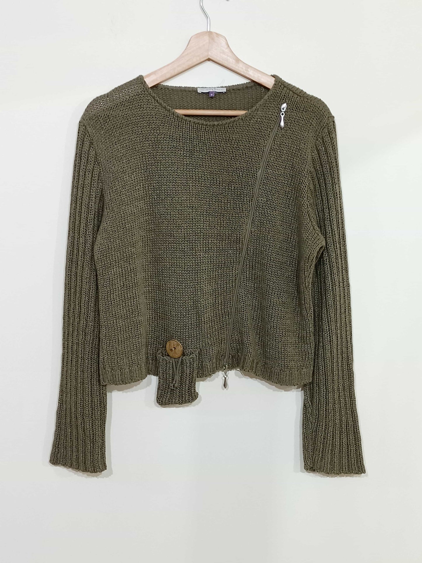 pull-patrice-bréal-kaki-avec-fermeture-taille-4-la-friperie-d'emilie-pulls-d'hiver-femmes-taille-xl-0
