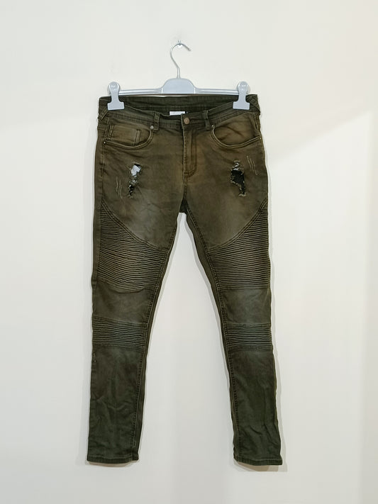 Jeans John H kaki délavé Taille 40