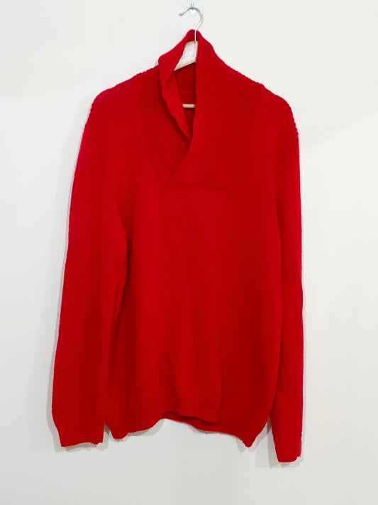 Pull col châle en maille rouge Taille XXL