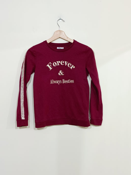 Sweat Gémo bordeaux avec liserés et broderies dorés Taille 12 Ans