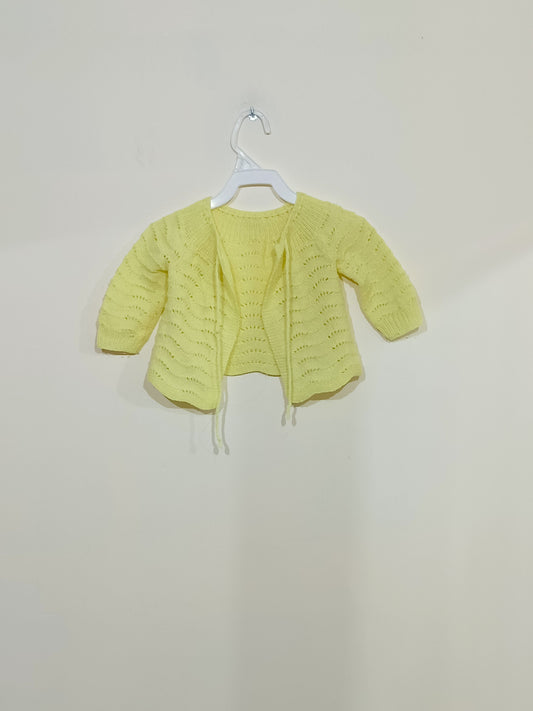 Gilet en mailles ajourées jaune Taille 12-18 Mois