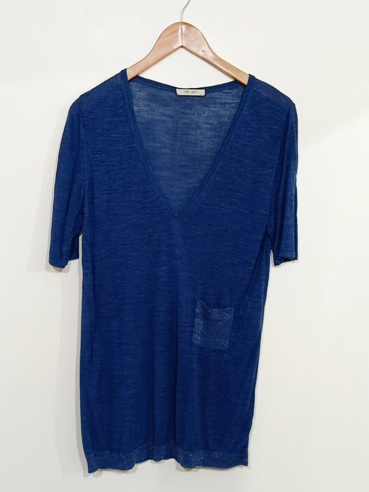 Pull fin long manches courtes Stephan Green bleu Taille M