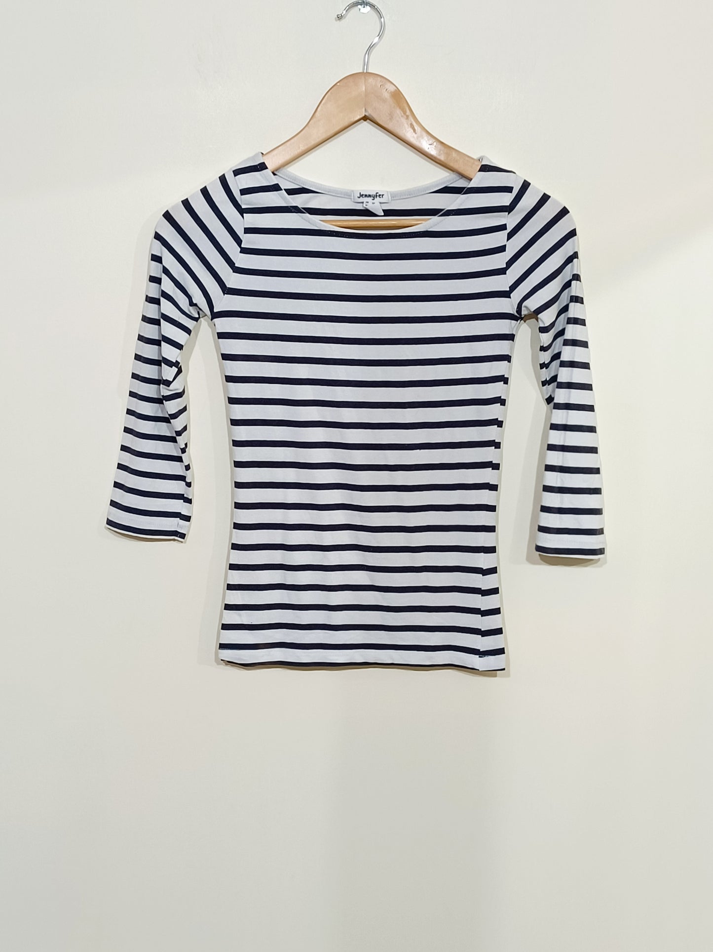 T-shirt manches 3/4 Jennyfer rayé noir et blanc Taille XS