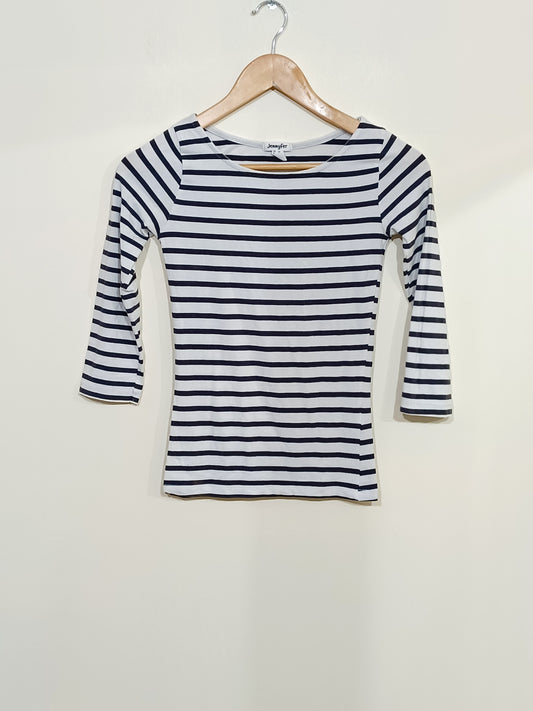 T-shirt manches 3/4 Jennyfer rayé noir et blanc Taille XS