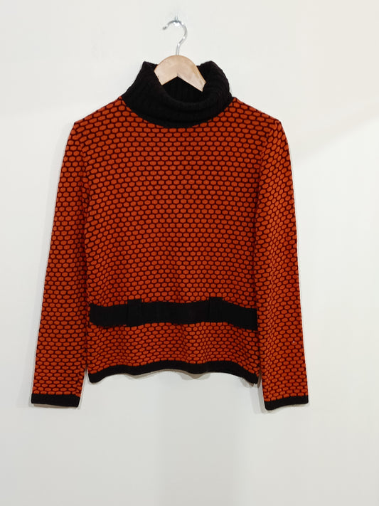 Pull col roulé DPM by Depech Mod orange et marron Taille L