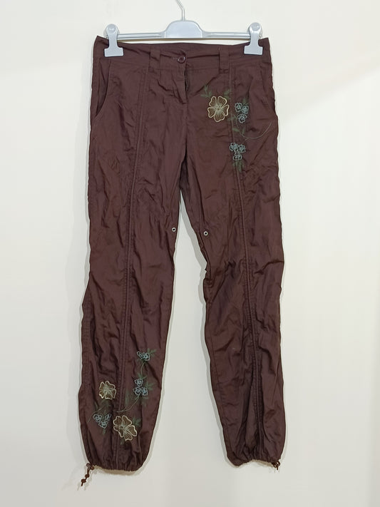 Pantalon Top Studio marron avec fleurs brodées Taille 38