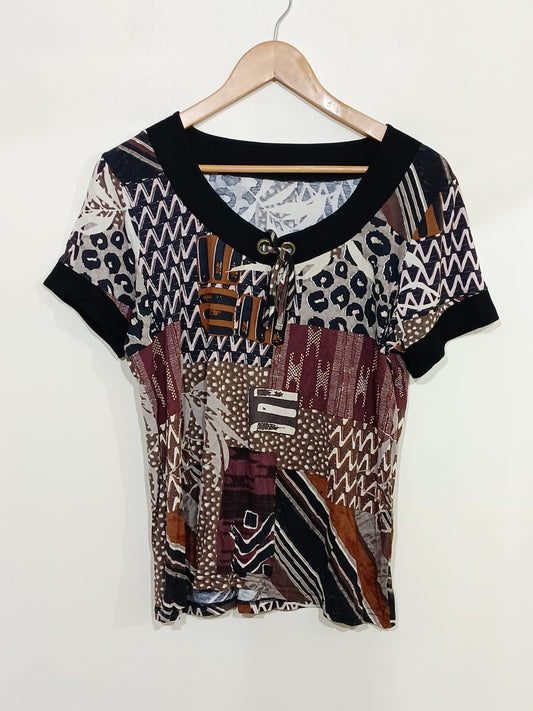 T-shirt avec col fantaisie à motifs Taille 46/48