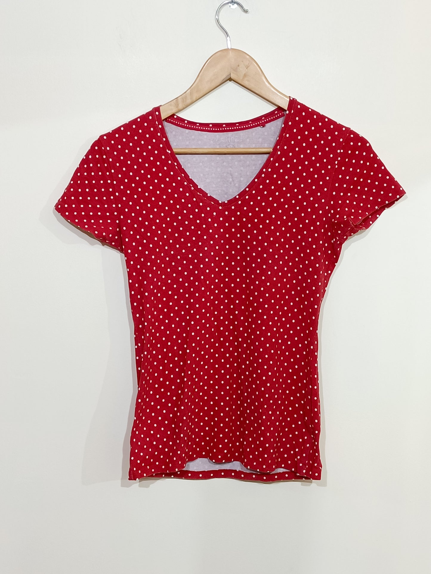 T-shirt Yessica rouge à pois Taille S