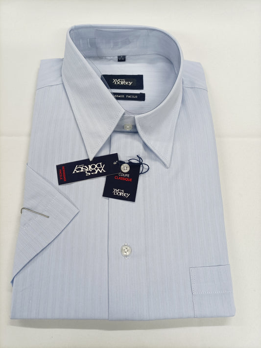 Chemise manches courtes Yves Dorsey bleu clair rayé coupe classique Taille 41/42 (L)