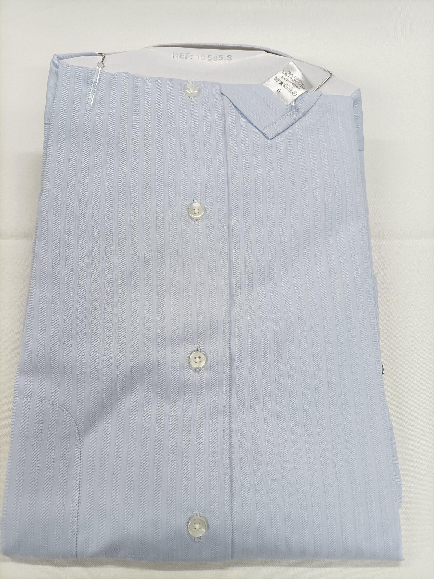 Chemise manches courtes Yves Dorsey bleu clair rayé coupe classique Taille 41/42 (L)