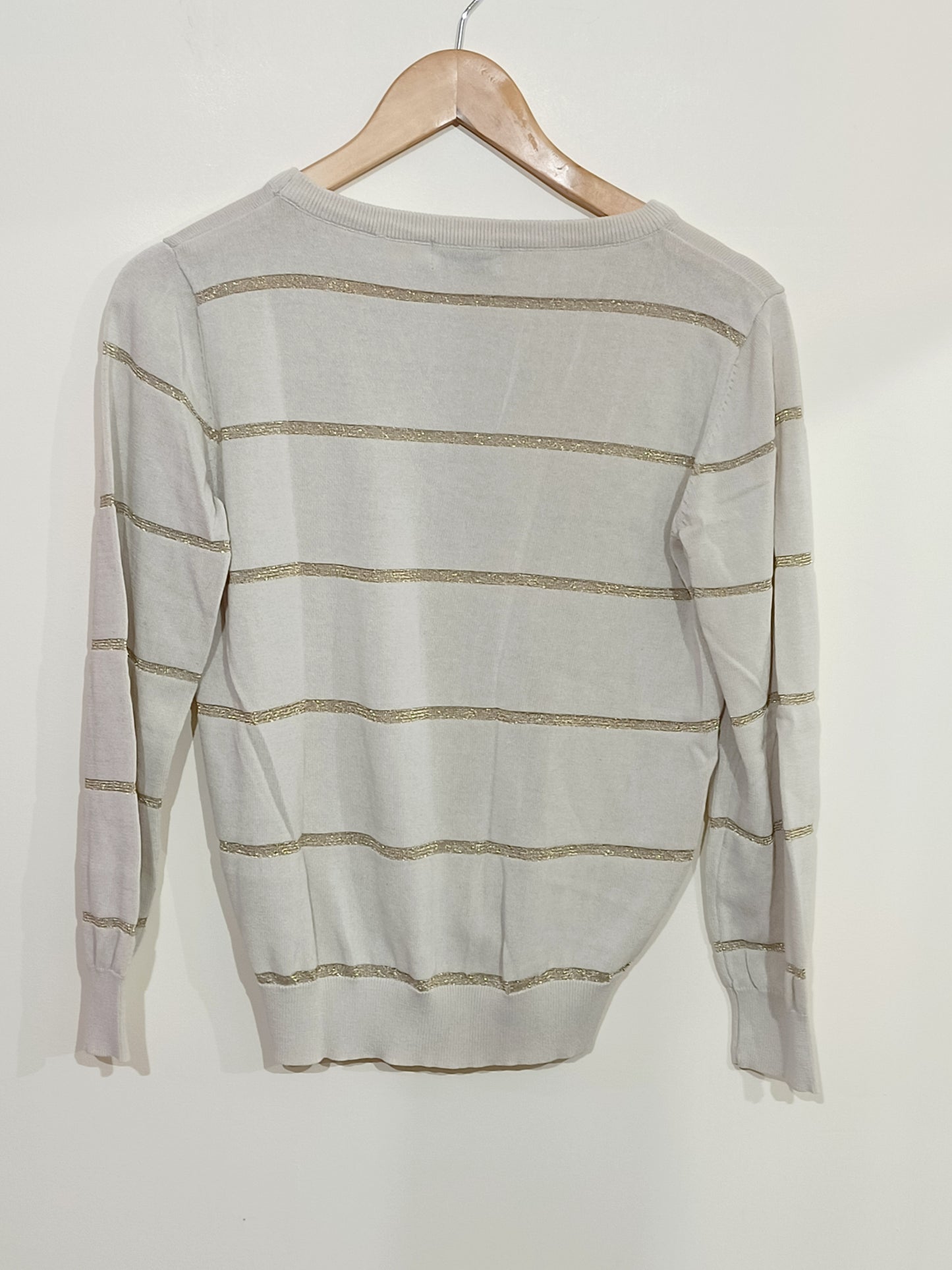 Pull fin Molly Bracken beige à rayures dorés Taille M