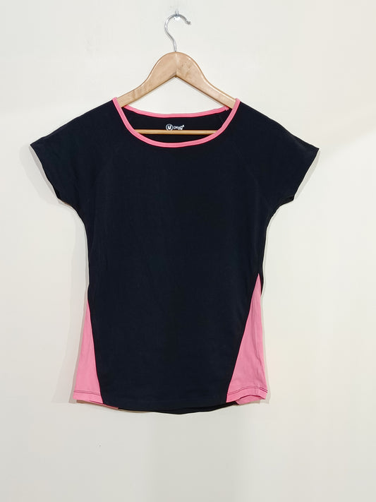 T-shirt U oxyg noir et rose Taille 38/40