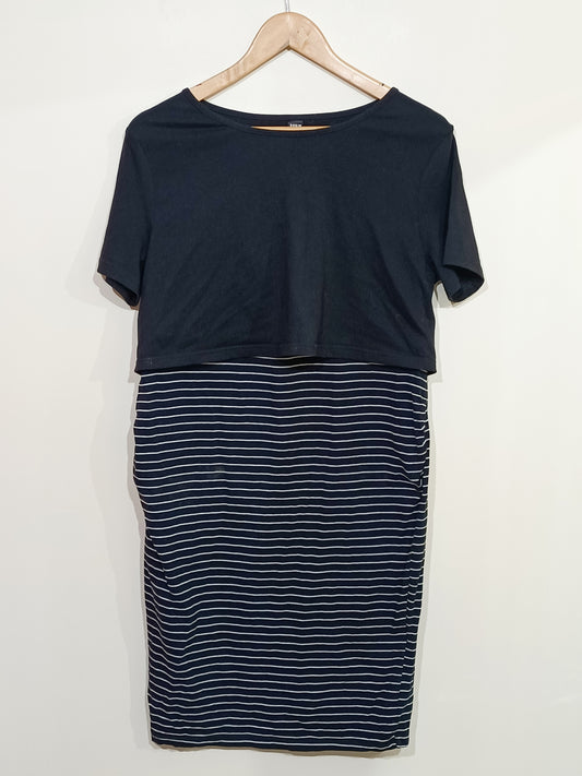 Robe Shein manches courtes noire rayée blanc Taille XL