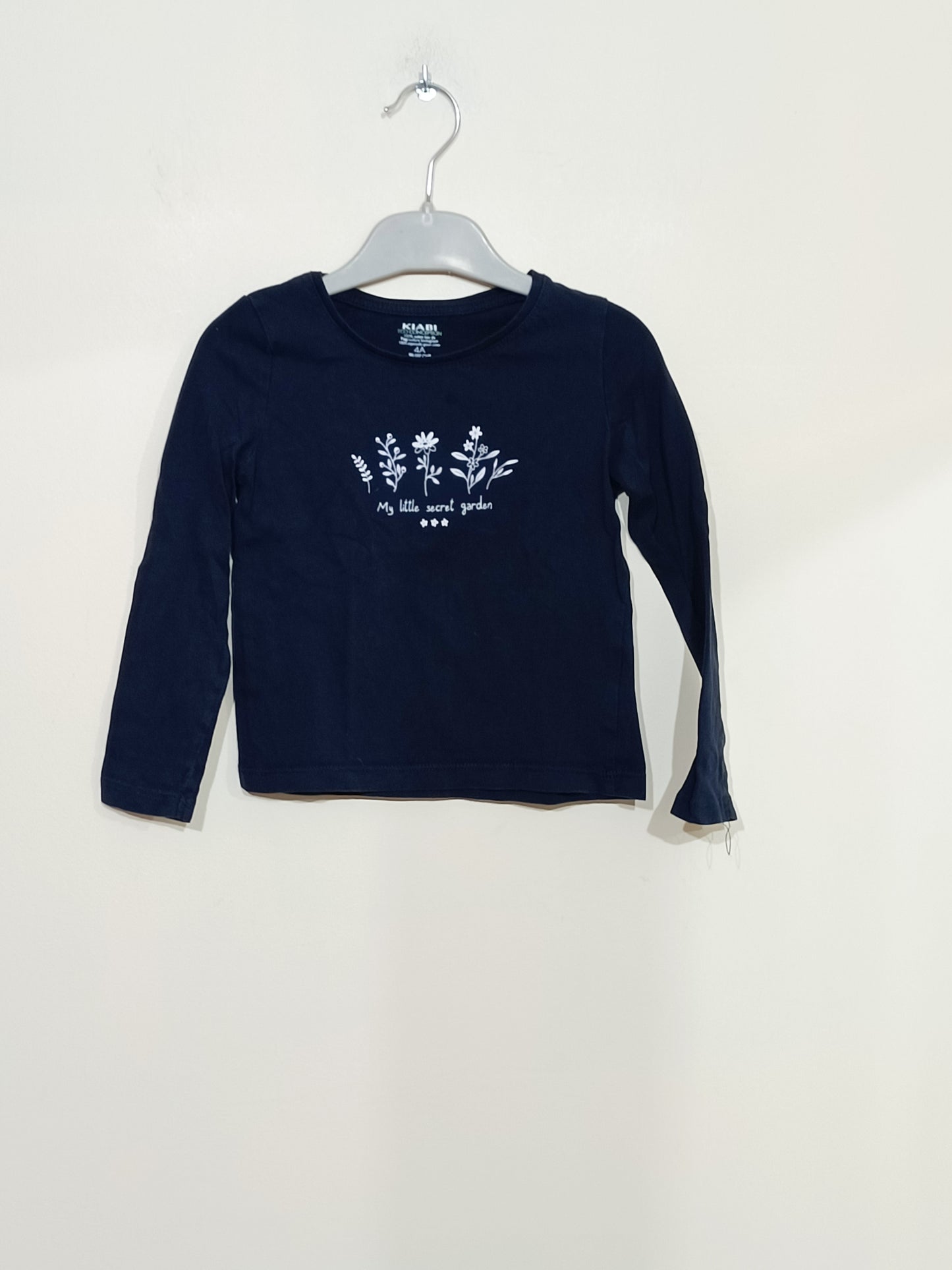 T-shirt manches longues Kiabi bleu marine avec impression Taille 4 Ans