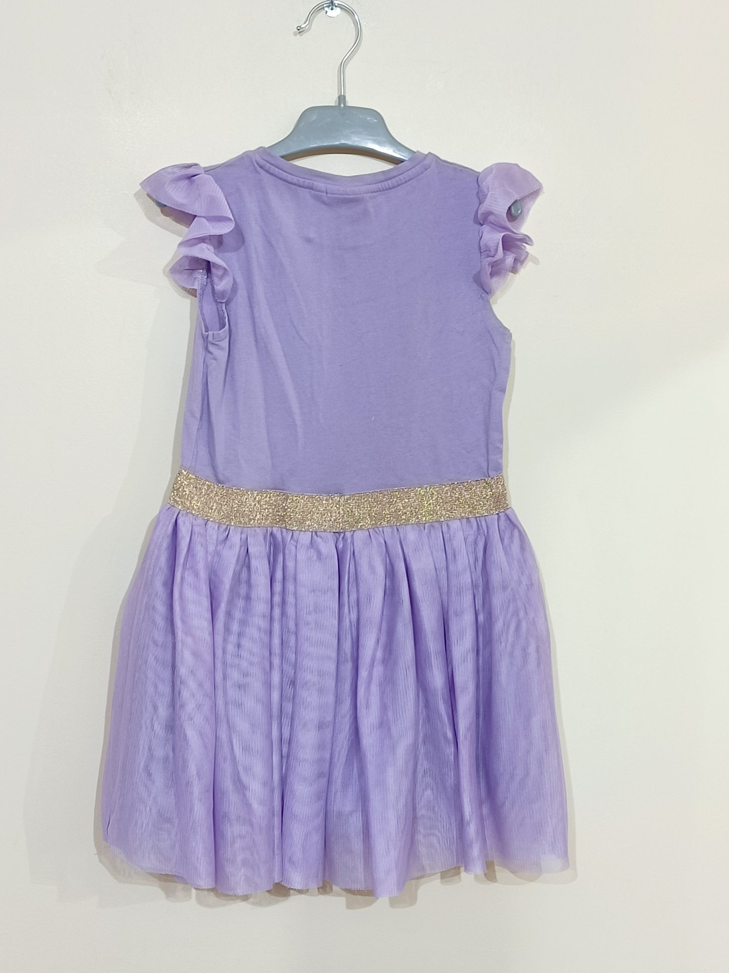 Robe manches courtes Disney violette avec volants et impression Minnie Taille 4 Ans