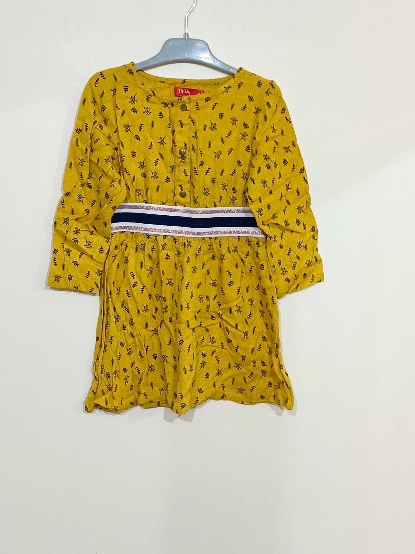 Robe manches longues Tissaia jaune à motifs Taille 4 Ans