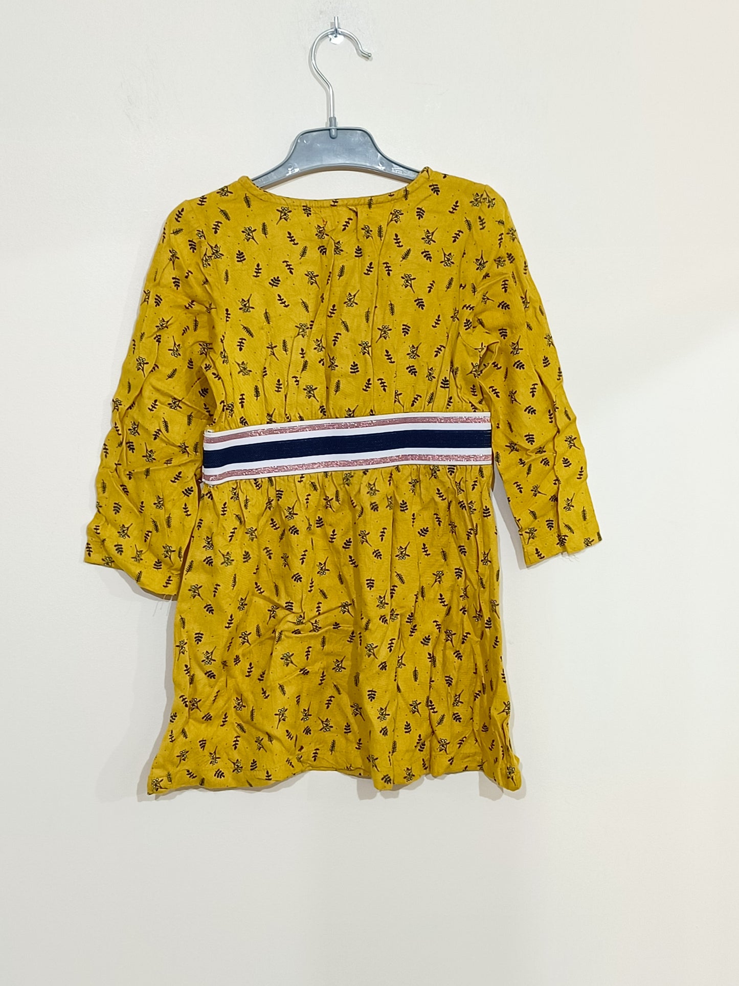 Robe manches longues Tissaia jaune à motifs Taille 4 Ans