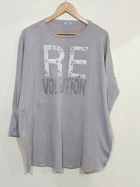Pull Moëwy beige foncé manches 3/4 Taille XXL/XXXL