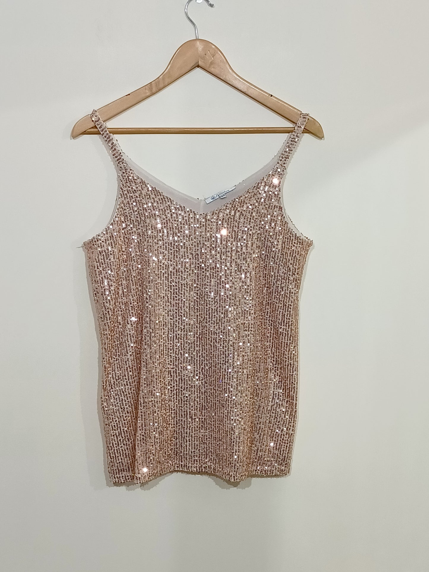 Débardeur Collection U beige rosé avec sequins Taille 42/44