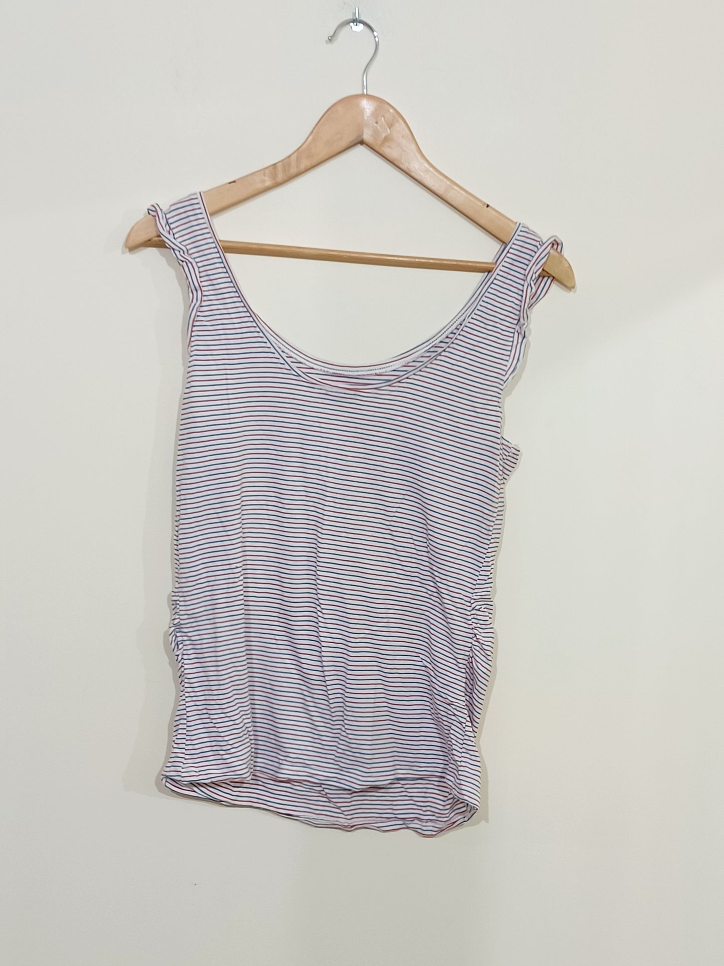 Débardeur de grossesse blanc rayé bleu et rouge Taille 38/40