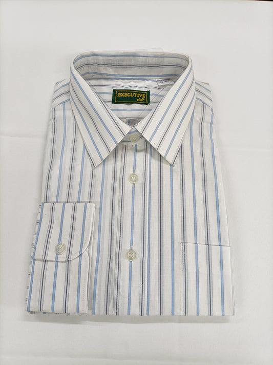 Chemise Executive Class rayée blanche et bleue Taille 42 (L)