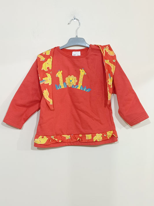 Ensemble 2 pièces orange avec motifs animaux Taille 4 Ans