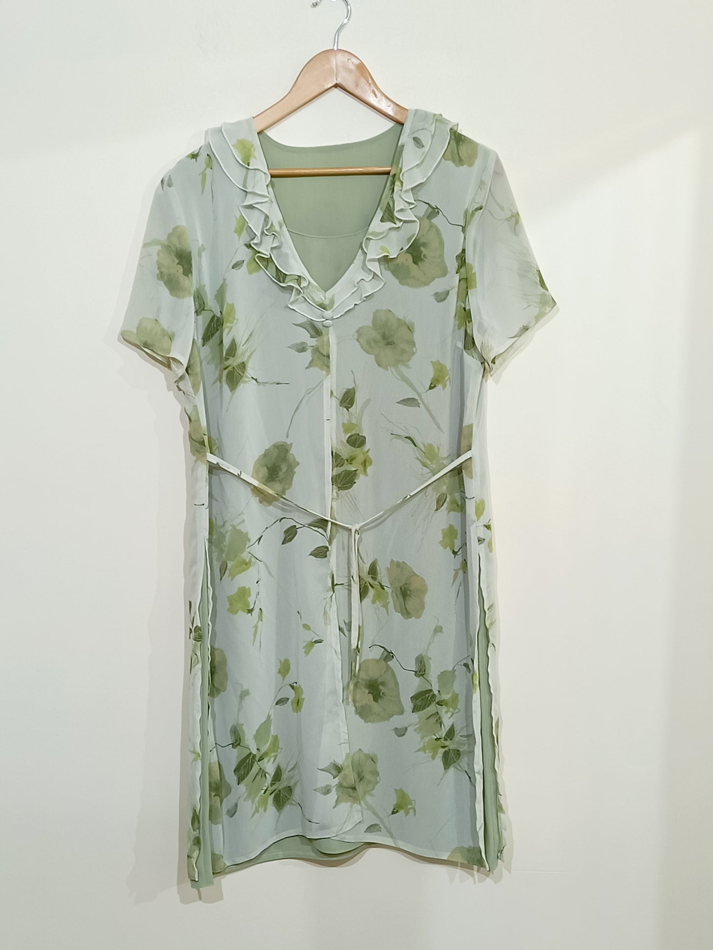 Robe verte et beige imprimée Taille L