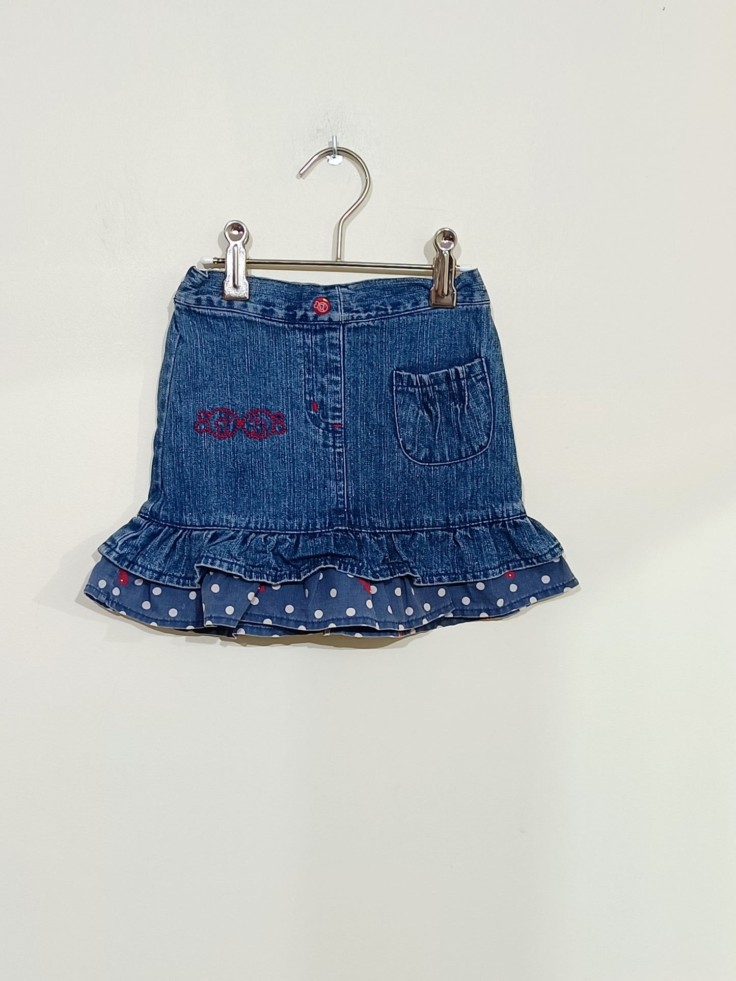 Jupe en jeans Babibou bleue avec volants Taille 23 Mois