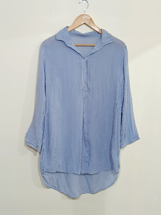 Chemise longue rayée bleue et blanche Taille L