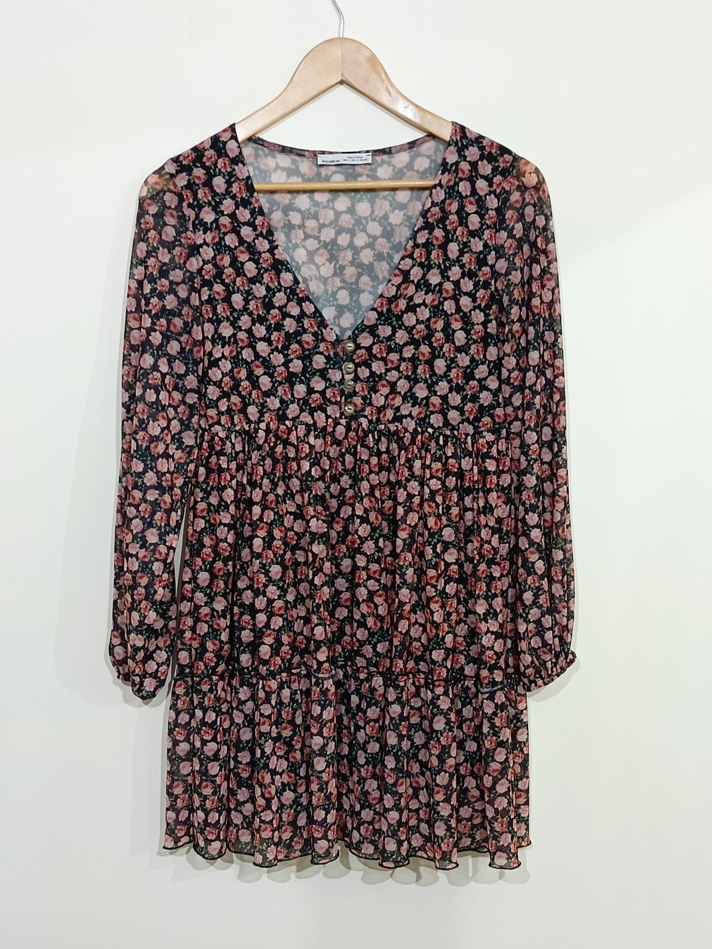 Robe manches longues Pull & Bear fleurie Taille S