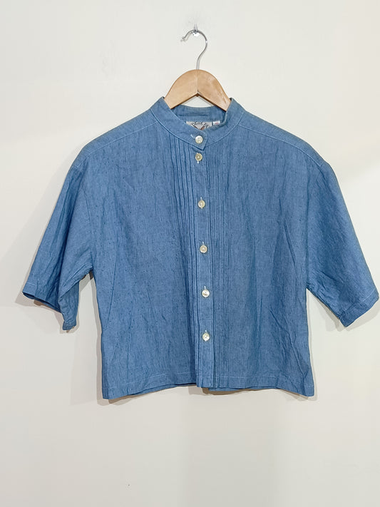 Chemise manches courtes A Deux Pas de May bleue jeans Taille 42