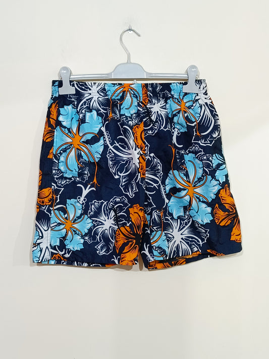 Short en toile bleu marine fleuri Taille M