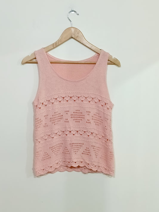 débardeur en crochet rose Taille 38