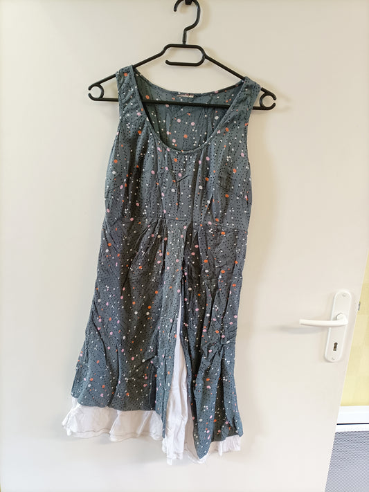 Robe sans manches grise et blanche à pois Taille XS