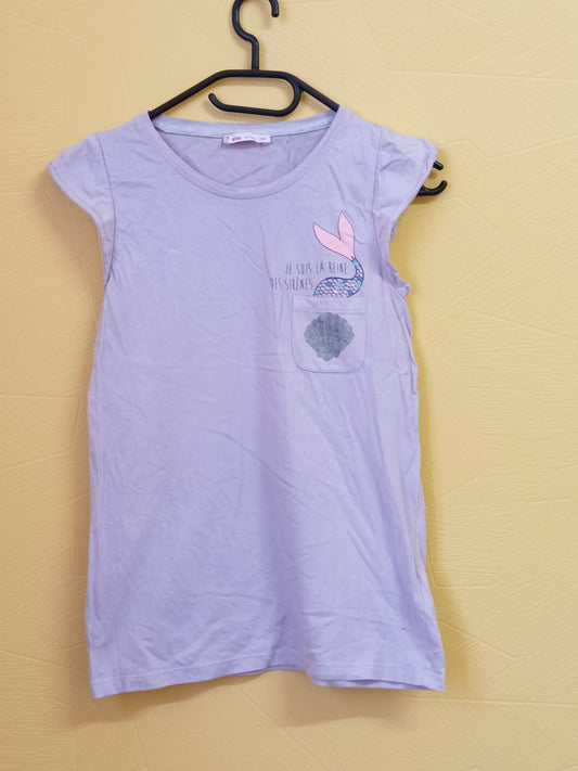 T-shirt Gémo violet clair avec impression Taille 12 Ans