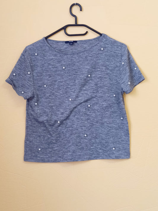 T-shirt Kiabi gris avec perles Taille 10 Ans