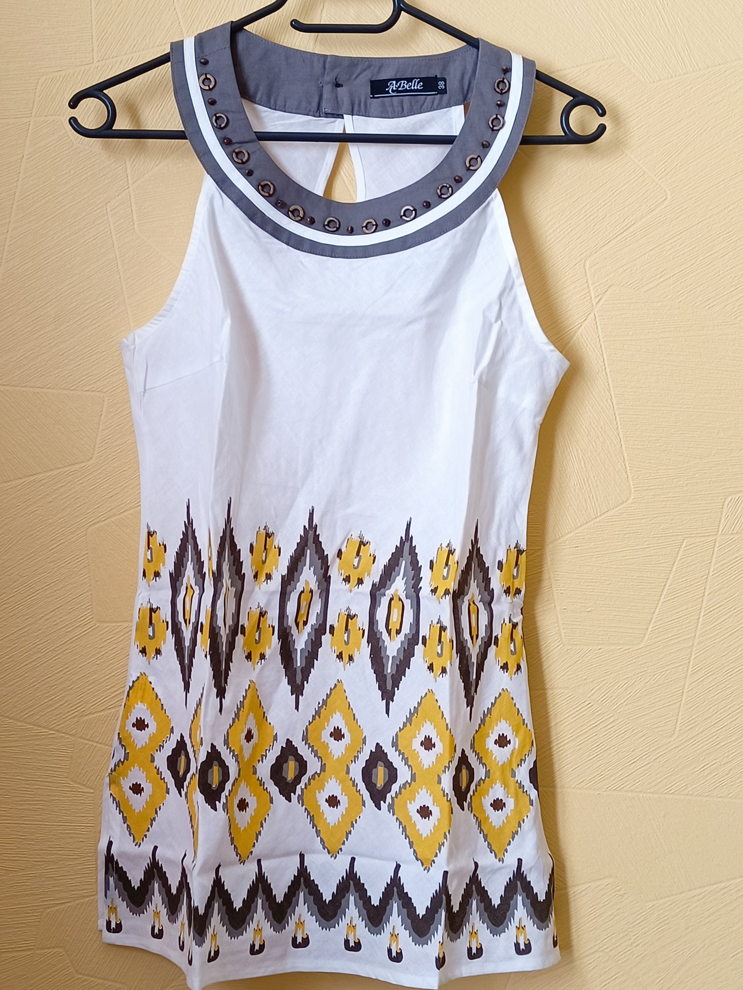 Débardeur AC Belle blanc et marron à motifs Taille 38