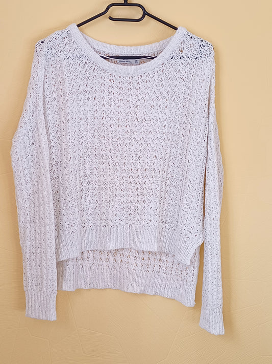 Pull mailles ajourées bershka blanc Taille S