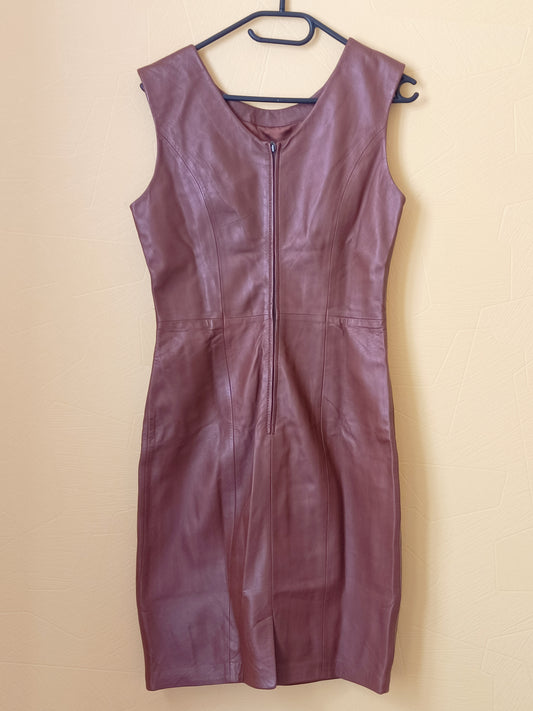 Robe en cuir Laura Clément marron Taille 36