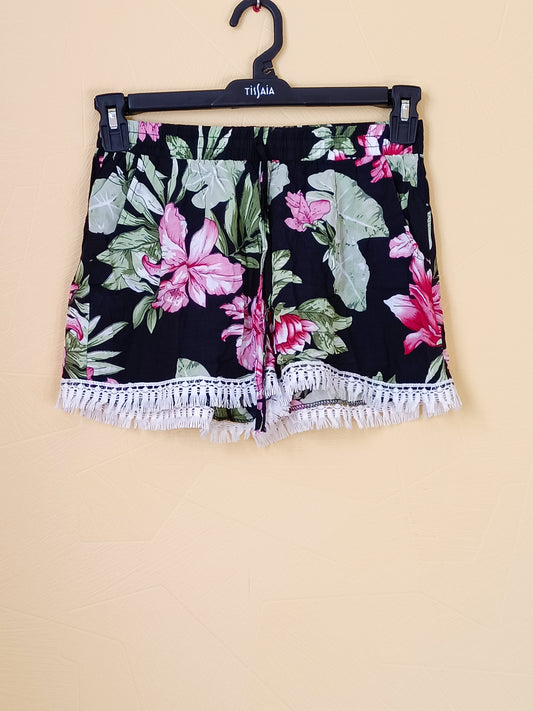 Short noir fleuri Taille L