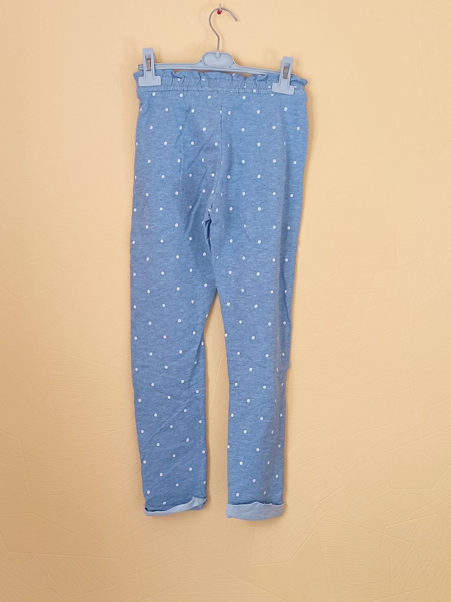 Pantalon Kiabi bleu clair à pois blanc Taille 10 Ans
