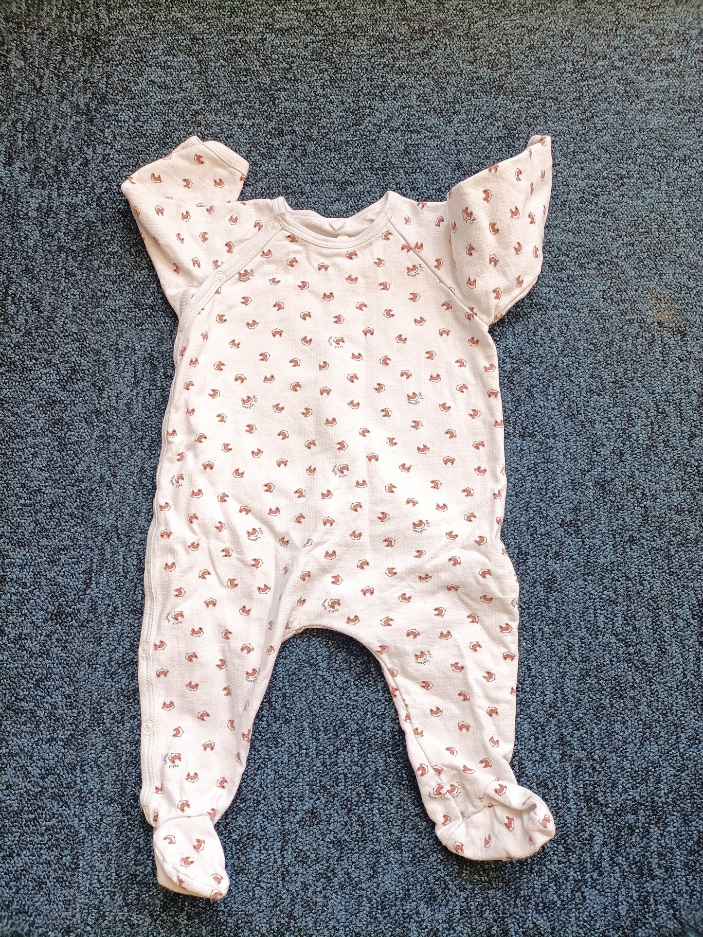 Pyjama coton Petit Bateau blanc avec motif Renard Taille 6 Mois