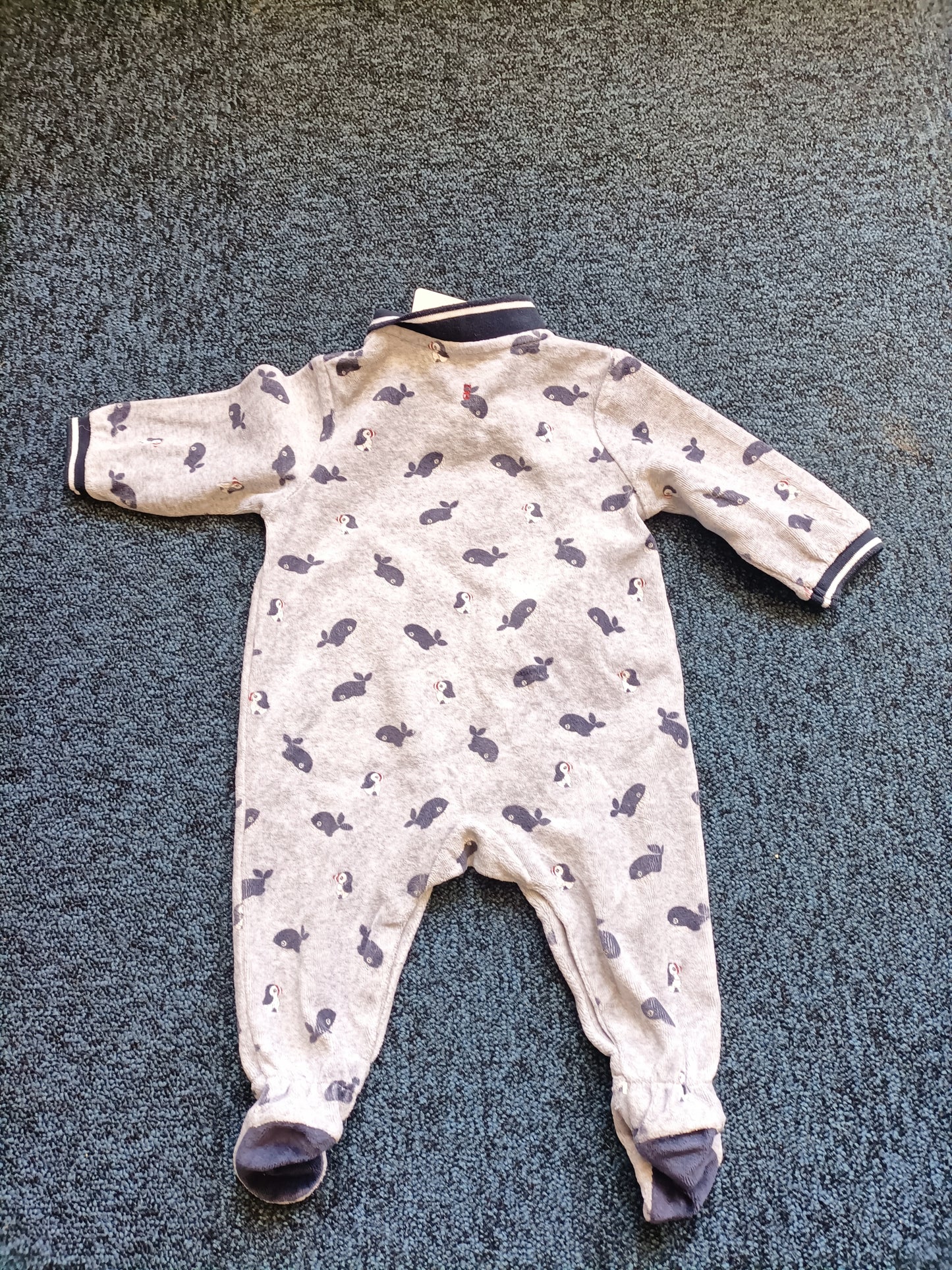 Pyjama velours Obaïbi gris à motifs Taille 6 mois