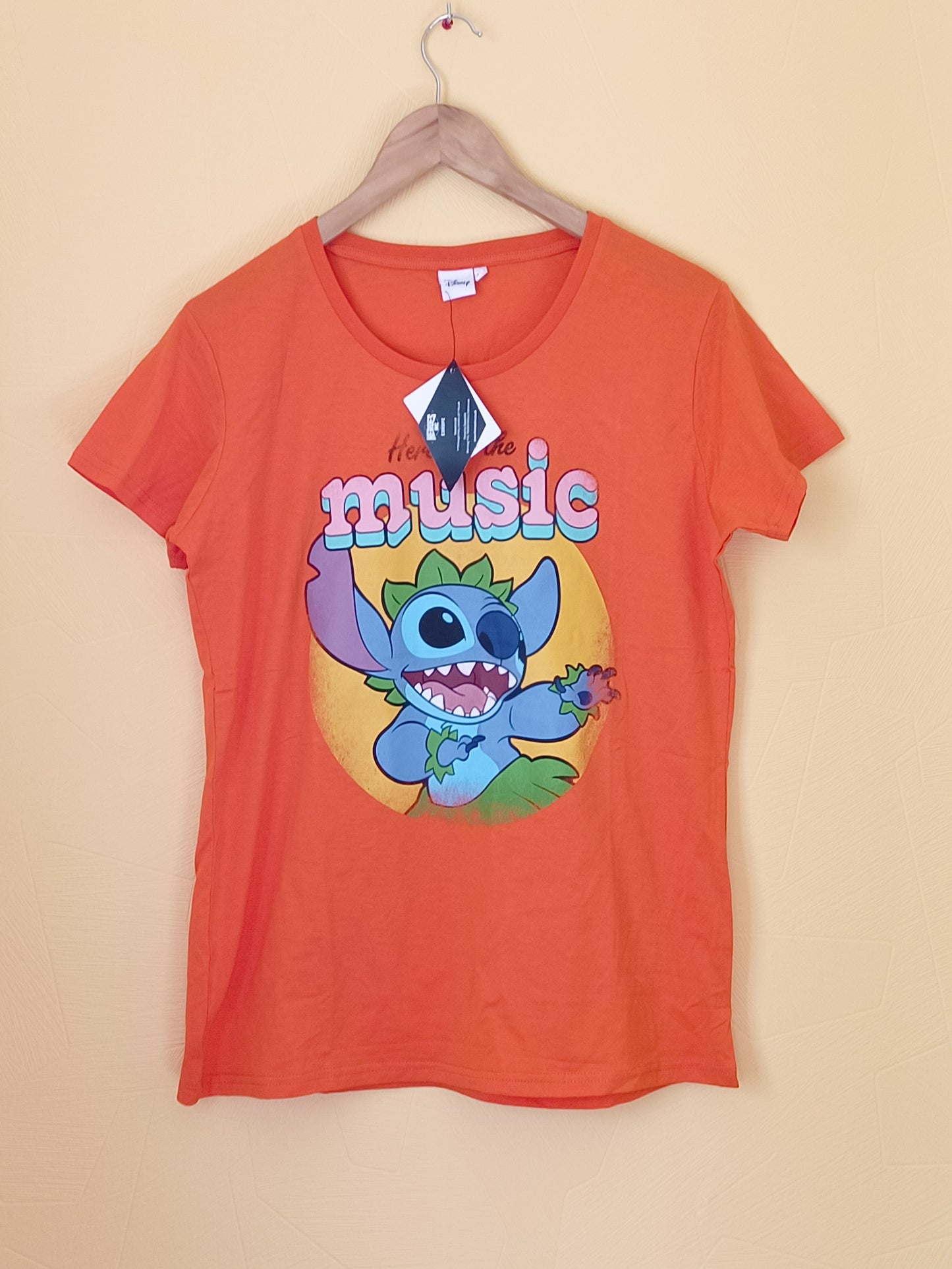 T-shirt Disney orange avec impression "Stitch" Taille XL