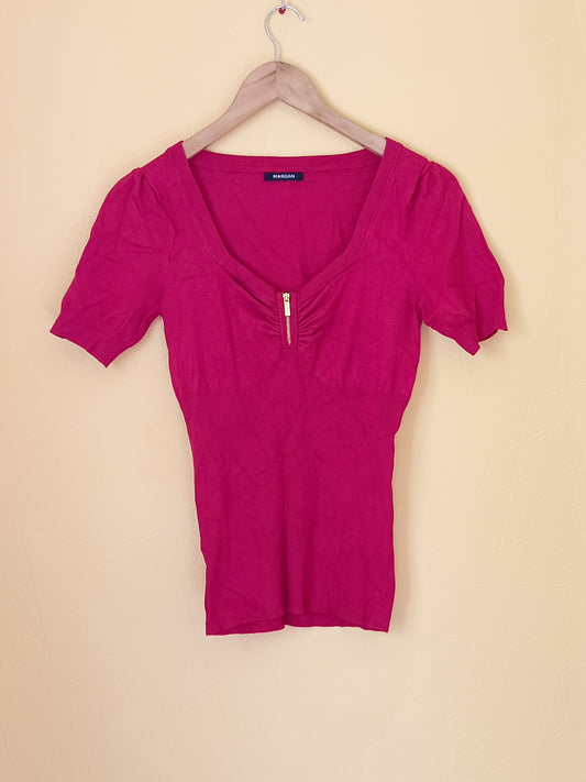 Pull manches courtes Morgan rouge Taille S
