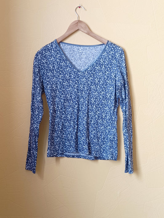 T-shirt manches longues Camaïeu bleu imprimé Taille M