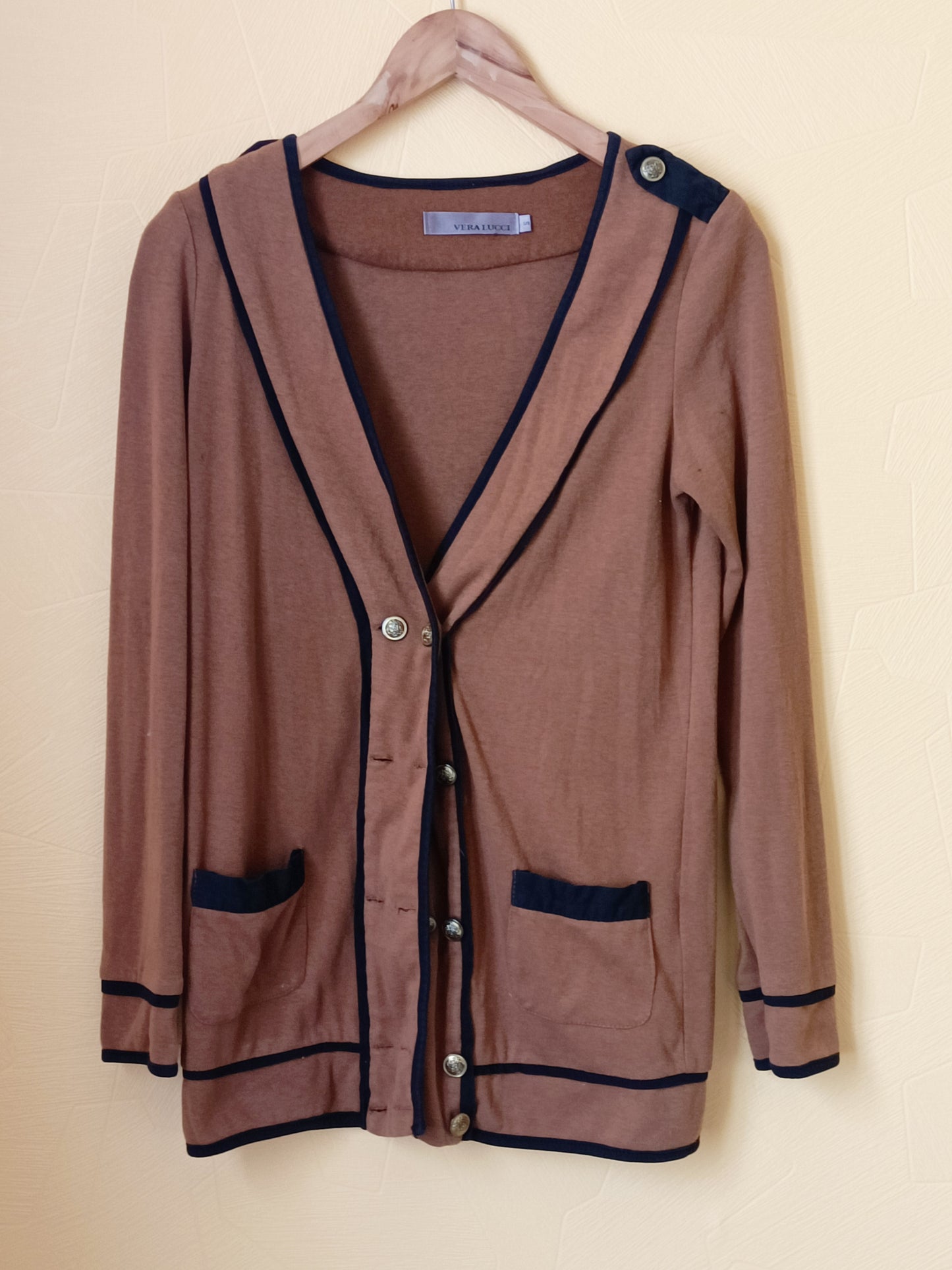 Veste fine Vera Lucci caramel et noir Taille S