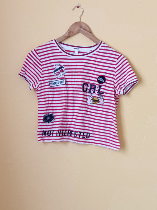 T-shirt Jennyfer rayé rouge et blanc Taille XS