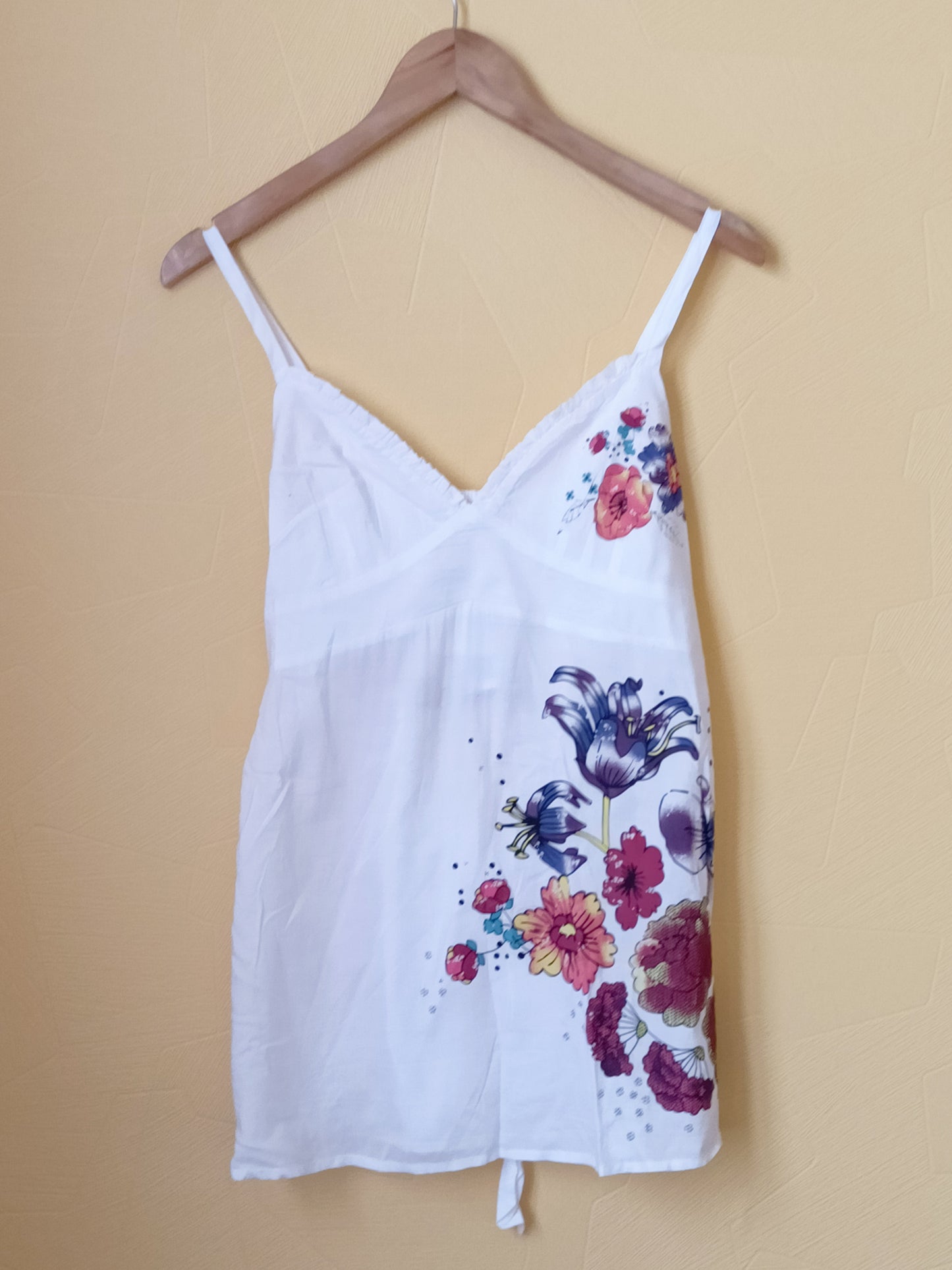 Débardeur La Redoute blanc avec impression fleurie Taille 38